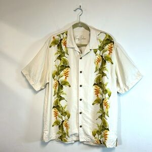 Tommy Bahama 100% Silk Relaxed Fit Tropical Men’s Size L Button Up Floral Shirt